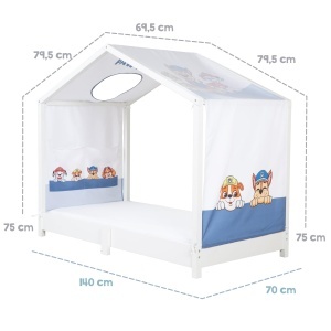 Set husa pentru pat Montessori roba 70x140 cm, design Paw Patrol, cu buzunare si fereastra decorativa - Img 9