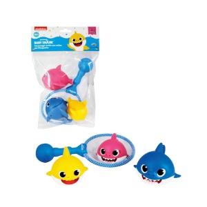 Set jucarii baie ODS 48822 Baby Shark cu plasa PVC moale 3 figurine