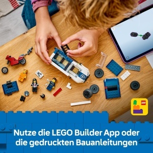 Set LEGO City Transporter de Puscariasi - 3 Minifiguri, Motocicleta, 198 Piese - Img 6