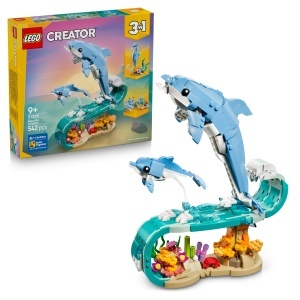 Set LEGO Creator 3-in-1 Meerestiere 31385 - Delfini, Seepferdchen, Krabbe - 542 piese