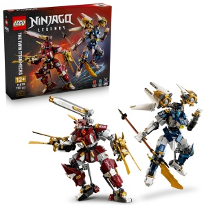 Set LEGO NINJAGO Die Zwillings-Titanmechs - 1707 piese, cu 3 minifigurine, pentru copii de la 12 ani