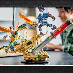 Set LEGO NINJAGO Showdown pe Drachenklinge - 1016 piese, 4 minifigurine, Mech si Dragon - Img 2