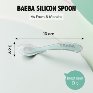 Set linguri silicon Beaba pentru bebelusi si copii 4 bucati gri si verde salvie ergonomic si igienic - Img 3