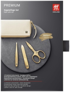 Set manichiura ZWILLING cu 3 piese, etui din piele bej - Img 6