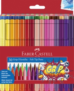 Set Markere Faber-Castell Grip Colour, 30 Bucati, Tinta pe Baza de Colorant Alimentar