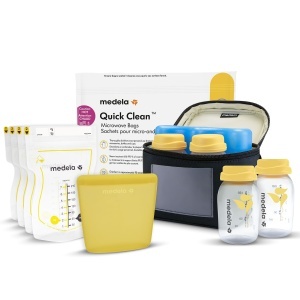 Set Medela pentru Pastrarea Laptelui Maternal, 150ml, Cu Beute Reutilizabile si Sac de Racire