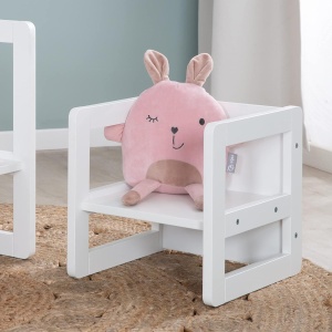 Set mobilier copii roba - banca si hocker 3 in 1, alb, din MDF - Img 5