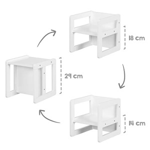 Set mobilier copii roba - banca si hocker 3 in 1, alb, din MDF - Img 15
