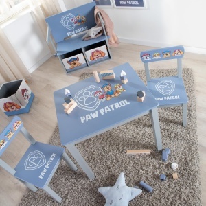 Set mobilier pentru copii Paw Patrol - 2 scaune masa, grialbastru, din lemn - Img 3