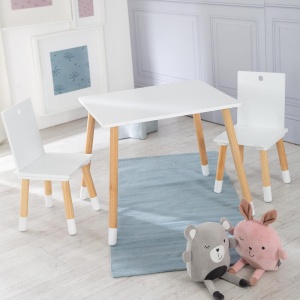 Set mobilier pentru copii roba - 2 scaune si masa - AlbNatur - Img 3
