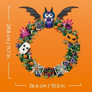 Set Modelaj LEGO Halloweenkranz 40825 - Decoratiune cu Fledermaus si Fantoma, 617 Piese - Img 6