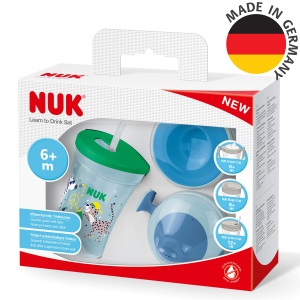 Set NUK 3-in-1 pentru a invata sa bei cu ceasca de antrenor (6+ luni), cupa magica 360deg pentru invatare (8+ M) si sticla de baut Action Cup pentru copii (12+ M) | 230 ml | Fara BPA | leopard verde - Img 7