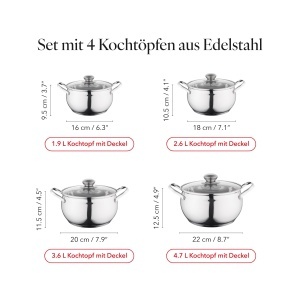 Set oale Florina Maron din inox 4 piese compatibil inductie spalare automata - Img 2