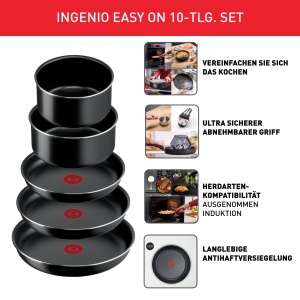 Set oale si tigai Tefal Ingenio Easy On, 10 piese, antiaderente, maner detasabil, fara inductie - Img 3