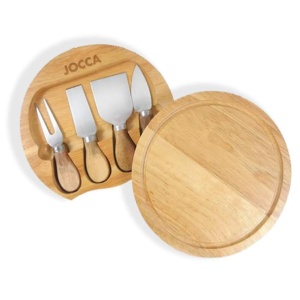 Set pentru branzeturi Jocca suport din lemn 20 cm cu 4 cutite din inox - Img 2
