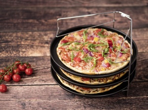 Set Pizzete Zenker 4 piese, 3 tavi antiaderente, suport pliabil, pentru 5 pizze - Img 4