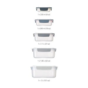 Set recipiente alimentare Joseph Joseph Nest Lock 5 piese design compact albastru - Img 7