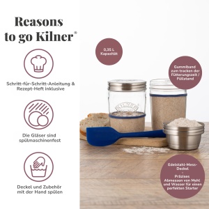 Set Starter pentru Sauerteig Kilner, 5 piese, 2x 350 ml, cu capac din otel inoxidabil - Img 5