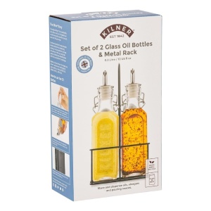 Set Sticle Ulei si Otet Kilner 0,3 L cu Suport Metalic si Capacitate de 300 ml - Img 2