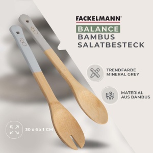 Set tacamuri pentru salata Fackelmann Bambus Balance Mineral Grey 100 FSC bambus - Img 3
