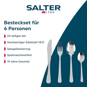 Set Tacamuri Salter Bakewell 24 Piese din Otel Inoxidabil pentru 6 Persoane - Img 2