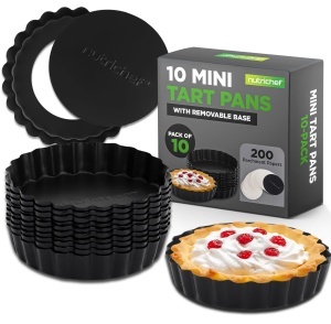 Set Tarteform Nutrichef 10 Mini Tartelette 10 cm, Carbonstahl, Antihaft