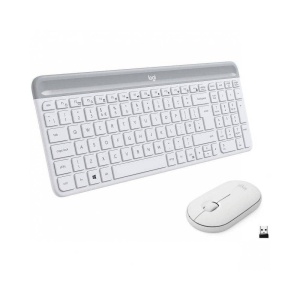 Set Tastatura si Maus Logitech MK470 Slim, Wireless, Alb, QWERTY