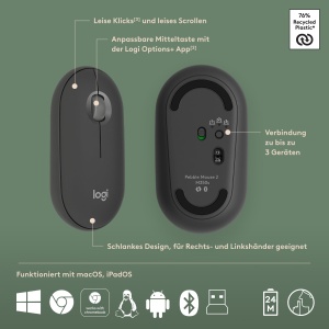 Set Tastatura si Maus Logitech Pebble 2 Combo pentru Mac, Design Slim, Bluetooth - Img 7