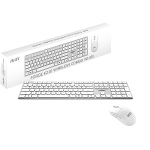 Set Tastatura si Maus MSI Forge K210 Wireless, Alb, 2.4 GHz, Rechargeabil