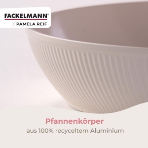Set tigai Fackelmann x Pamela Reif 3 piese O 20-24-28 cm aluminiu reciclat bej pastel acoperire ceramica fara PFAS - Img 8