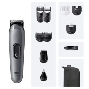 Set trimmer multifunctional Braun AIO3565, 11-in-1, 50 min autonomie, 14 lungimi, gri - Img 6