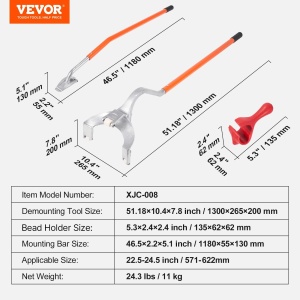 Set Unelte Demontare Anvelope VEVOR, 3 Piese, 571-622 mm, Constructie Din Otel - Img 7
