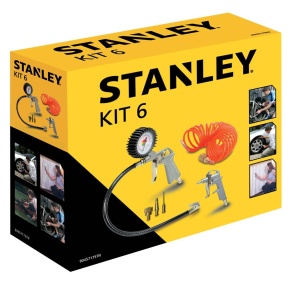 Set unelte pneumatice Stanley 9045717STN - 6 piese, accesorii compresor, argintieportocalie