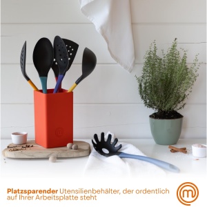 Set ustensile de bucatarie MasterChef cu suport, 6 piese, rosii - Img 5