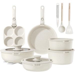 Set vase de gatit YASHE 20 piese cu maner detasabil antiaderent gri