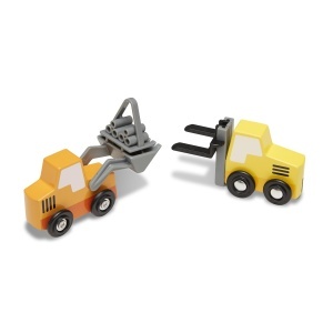 Set vehicule de constructii din lemn Melissa Doug, 7 piese, multicolor - Img 4