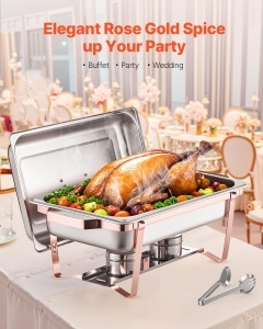 Set VEVOR Chafing Dish HZ-433 75L Rosegold Inox Durabil - Img 2