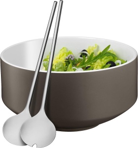 Set WMF Moto Salatschussel 3 piese Portelan si Cromargan Gri 26 cm