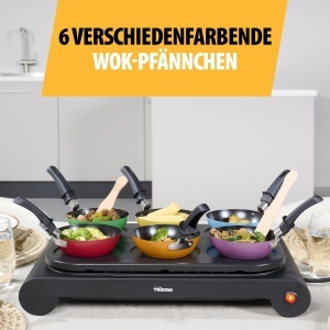 Set wok party Tristar BP-2827, multifunctional, 1000 W, negru, pentru 6 persoane - Img 3