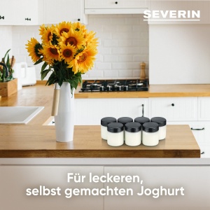 SEVERIN Borcane de schimb pentru producatorii de iaurt, borcane de iaurt cu capac (7 x 150 ml), potrivite pentru masinile de iaurt SEVERIN JG 3516 / JG 3518 / JG3519 / JG 3520 / JG 3521 si JG 3525, negru, EG 3514 - Img 3