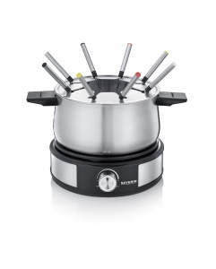 SEVERIN Fondue-Crepes Combo, set fondue care poate fi spalat in masina de spalat vase cu 8 furculite cu coduri de culori, Fondue Crepes Maker Combi din otel inoxidabil, negru, FO 2471 - Img 5