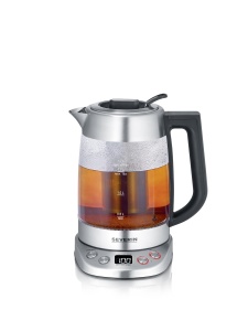 SEVERIN Glass Tea & Kettle Deluxe, ceainic cu temperatura si timp de preparare reglabile, cu 5 programe de ceai si functie de mentinere la cald, max. 1,7 L apa, 3000 W, otel inoxidabil, WK 3480