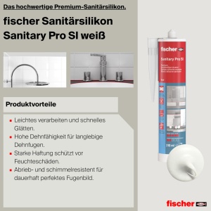 Silikon Sanititar Fischer DSSA, 310 ml, alb, rezistent la umiditate - Img 3