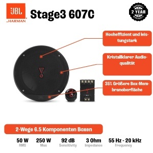 Sistem audio auto JBL Stage3 607C, 250W, 16cm, 2 cai - Img 2