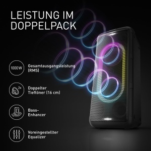 Sistem audio de inalta performanta Panasonic SC-TMAX45E-K cu Bluetooth, 1000W, iluminare integrata, USB, intrare optica pentru televizor, intrari pentru chitara si microfon pentru karaoke, negru - Img 4