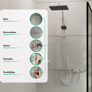 Sistem de dus hansgrohe Activera Q 290x180 mm, crom, cu EcoSmart, fara armatura - Img 2