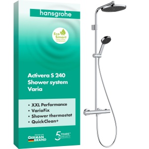Sistem de dus hansgrohe Activera S 240 EcoSmart, crom, cu termostat si 2 tipuri de jeturi