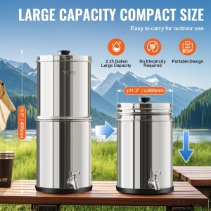 Sistem de filtrare a apei VEVOR cu 7 L, inox, 99 clor eliminat, 2 filtre - Img 5