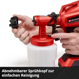 Sistem de pulverizare a vopselei fara fir Einhell TC-SY 18/60 Li-Solo Power X-Change (Li-Ion, 18 V, debit 650 ml/min, recipient de vopsea de 800 ml, inclusiv duza de 2,0 mm si 2,5 mm, livrat fara baterie si fara incarcator) - Img 7