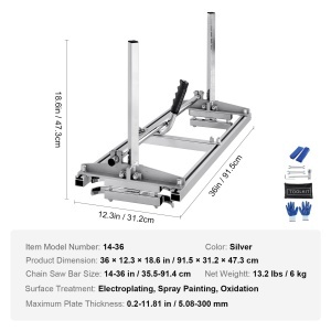 Sistem mobil de taiere lemn VEVOR 355-914mm otel galvanizat ajustabil - Img 3
